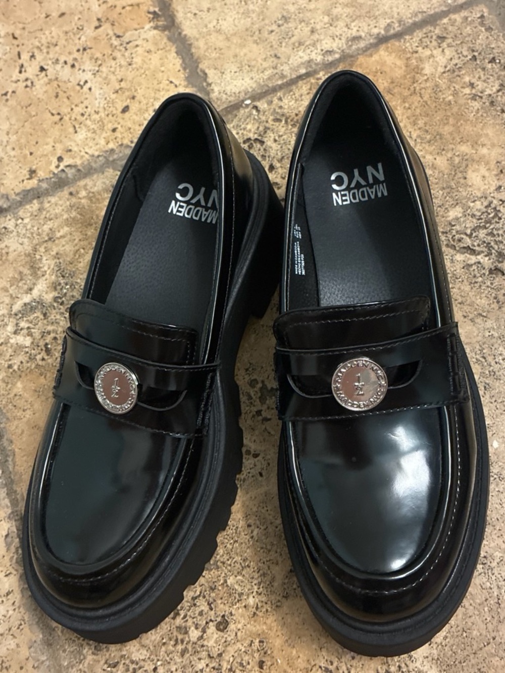 Steve Madden Black Patent Platform Loafers